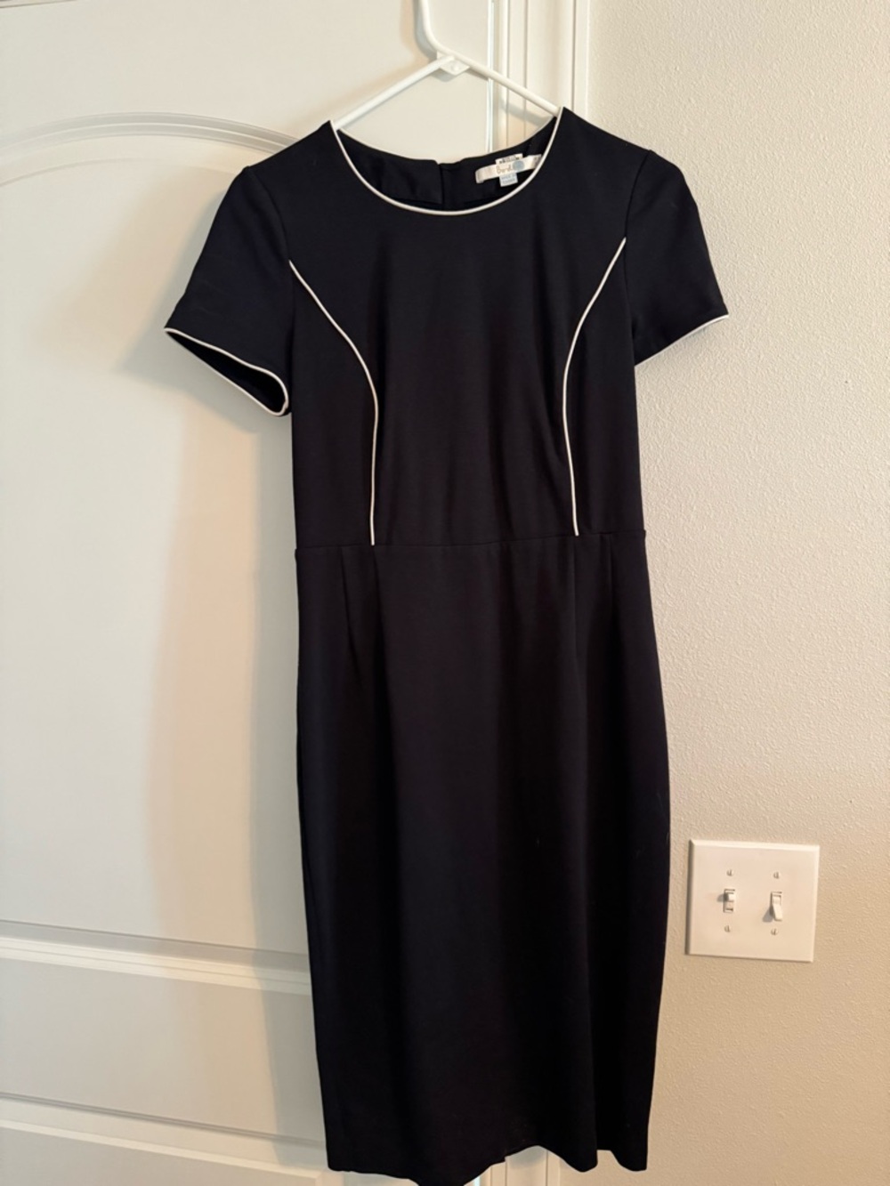 Boden Black Midi Dress with White Piping